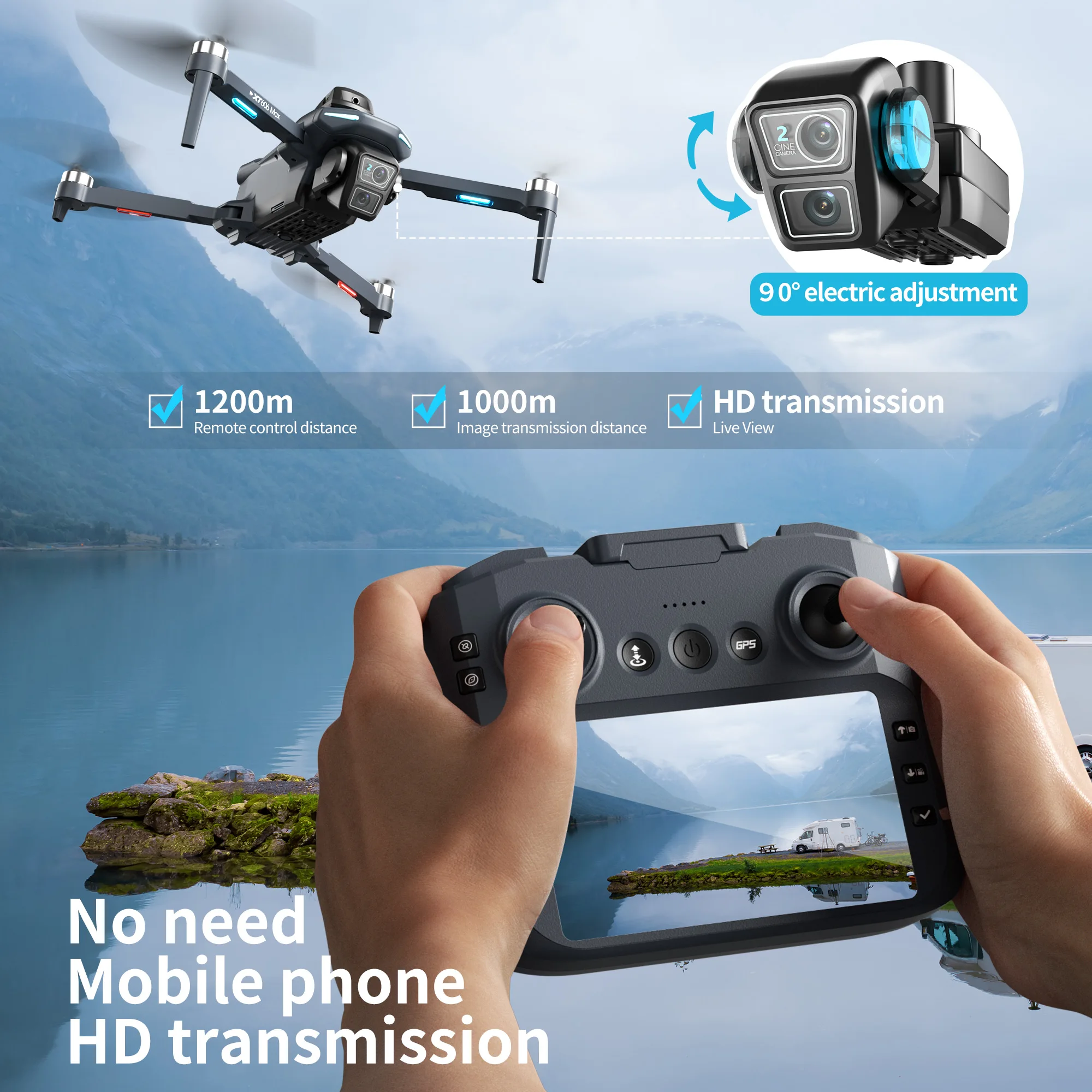 Drone GPS XT606 MAX Asli HD 8K - Drone Multispectral ulasan dan harga